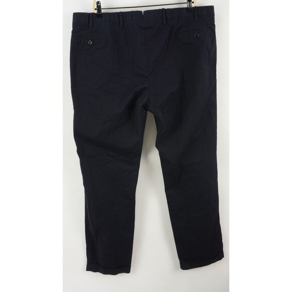 Valentini Mens US 42 x 31 Navy Blue Twill Stretch Cotton Flat Front Trouser Pant - Picture 2 of 11